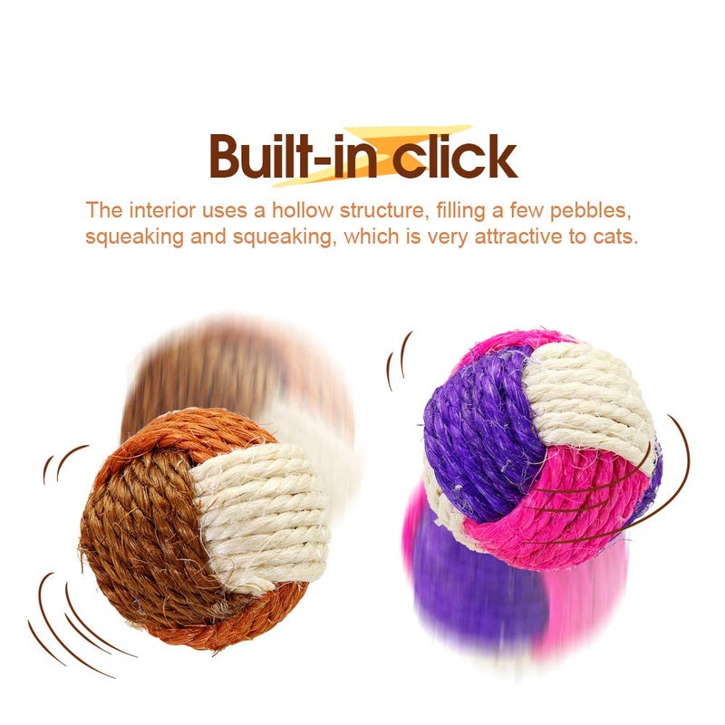 SUNTRADE 3Pcs Cat Toy Sisal Ball Pet Scratching Ball Chew Eco-Friendly Toy Pets Interactive Toy Bite and Wear Resistant(Random Color) - Image 4